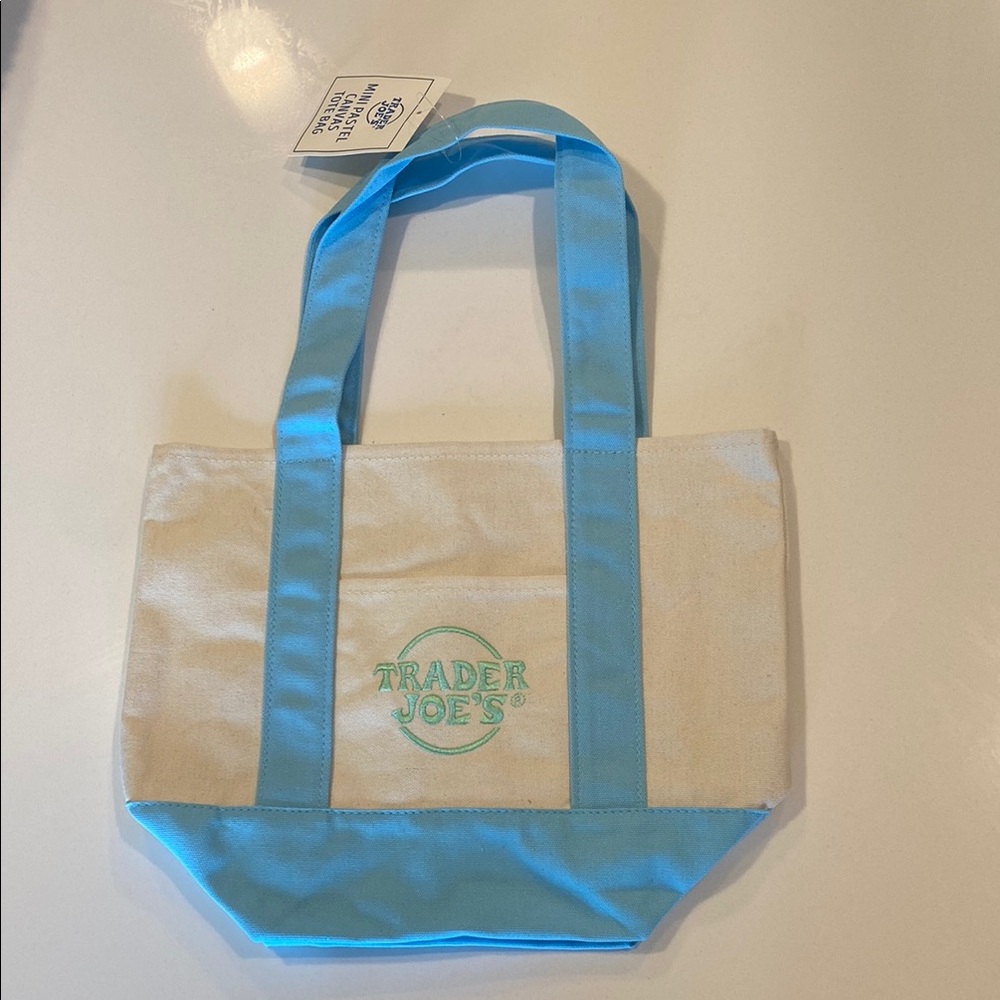 Chic Blue and Cream Canvas Tote Bag